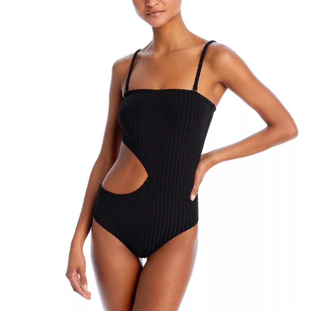 Solid & Striped The Cameron Ribbed One Piece Swimsuit Black Size L